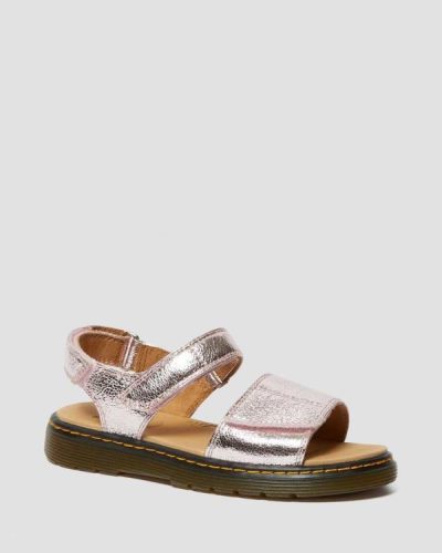 Sandalias Con Velcro Dr Martens Youth Romi Metallic Cuero Para Niños DR2136E